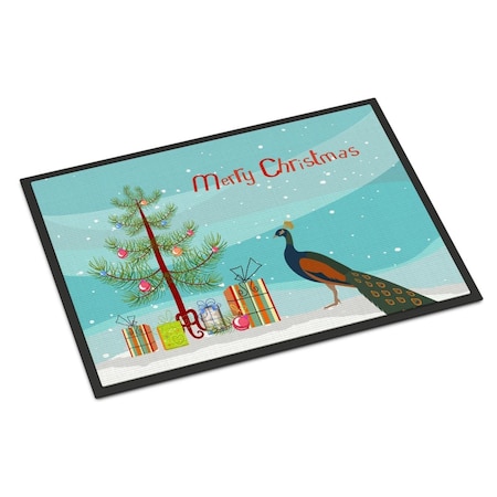 Carolines Treasures Indian Peacock Peafowl Christmas Indoor or Outdoor Mat - 18 x 27 in. BB9292MAT